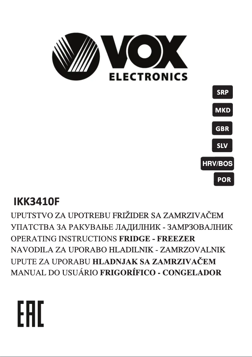 Page 1 de la notice Manuel utilisateur VOX IKK3410F