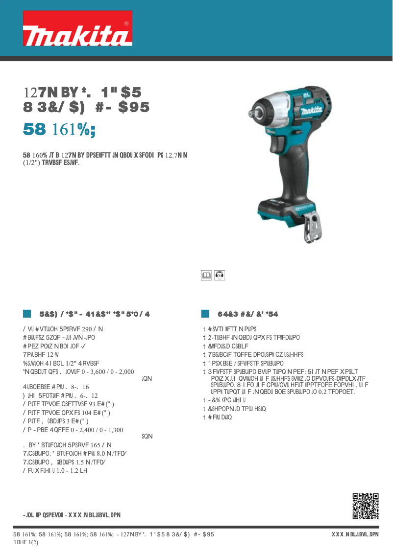 Page n°1 - Fiche technique Makita TW161DZ