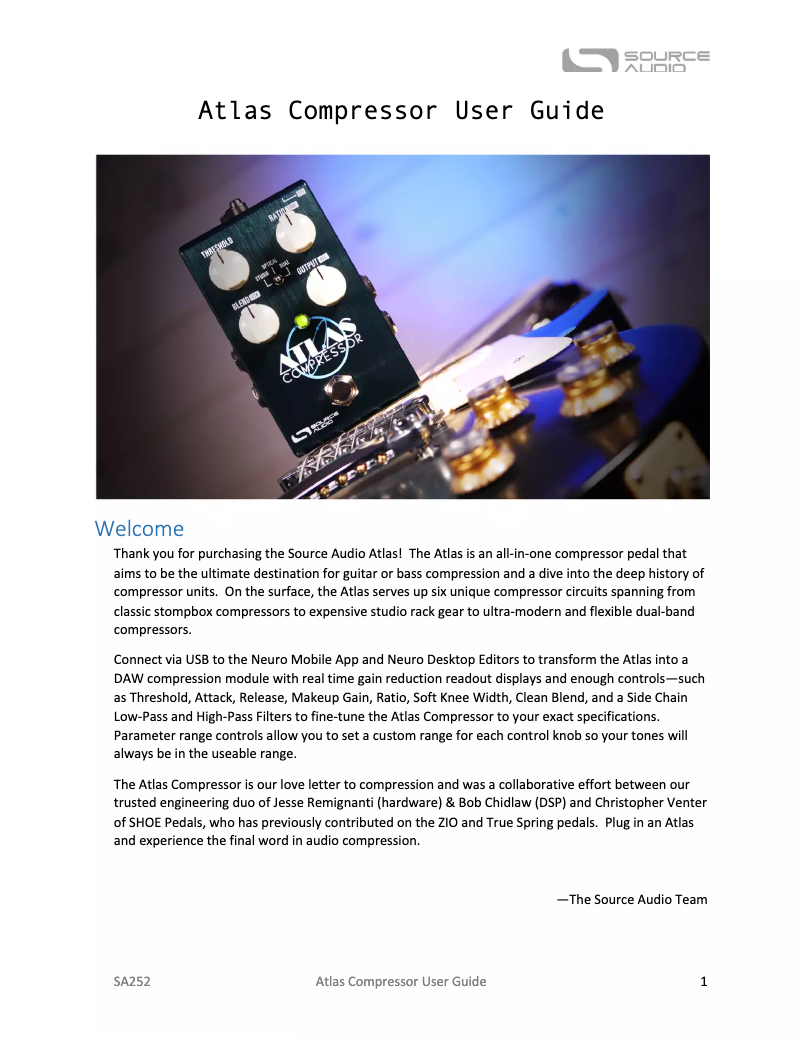Page n°1 - Manuel utilisateur Source Audio ATLAS Compressor
