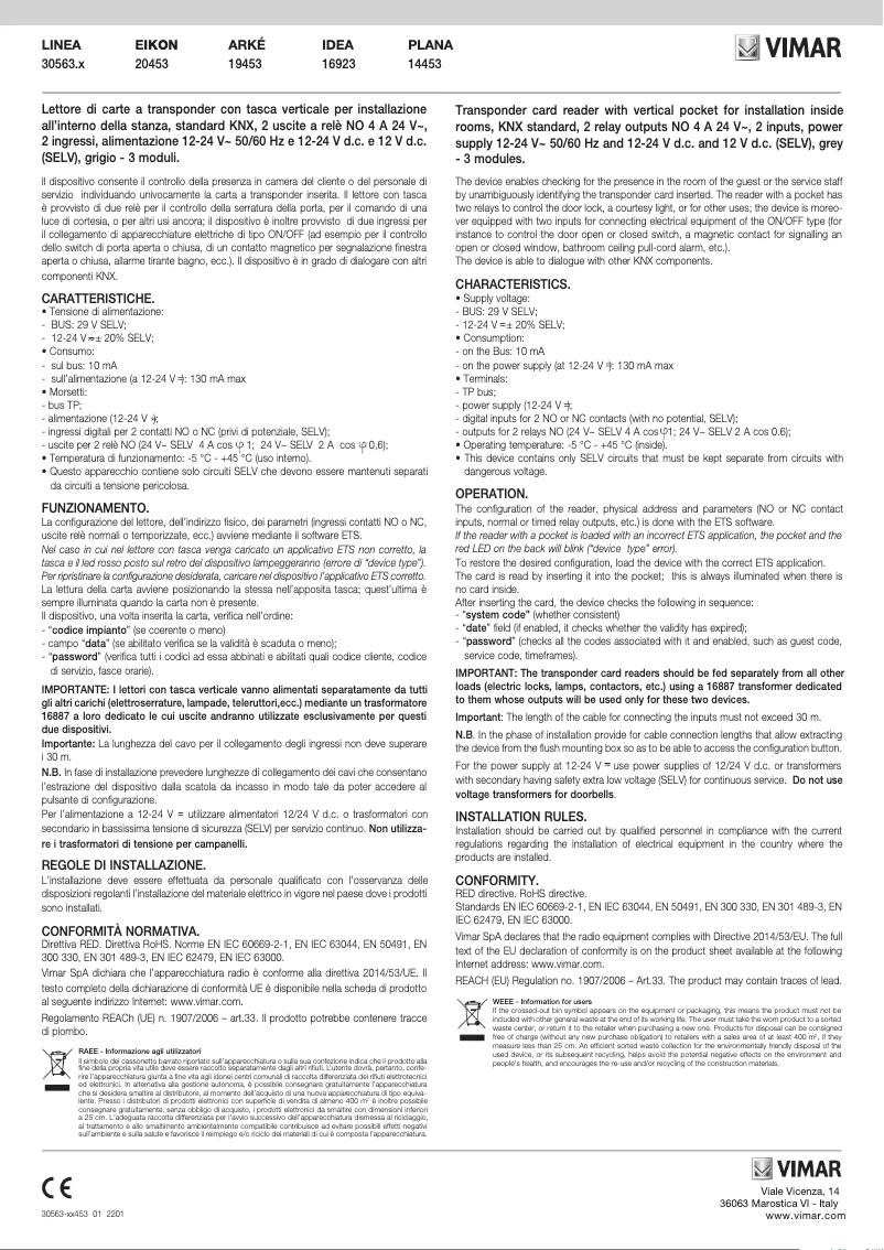 Página 1 del manual Manual de usuario Vimar 30563.B