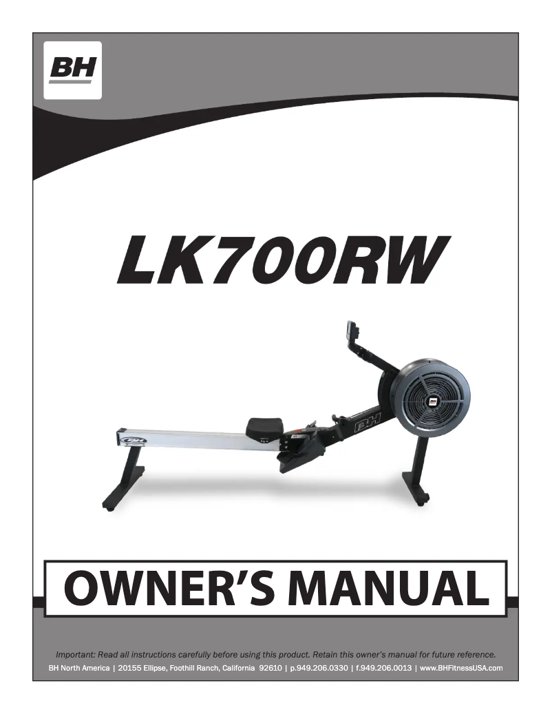 Page 1 de la notice Manuel utilisateur BH Fitness LK700RW