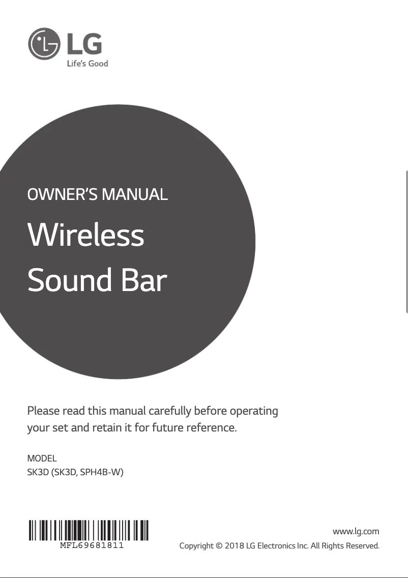 Page 1 de la notice Manuel utilisateur LG SK3D