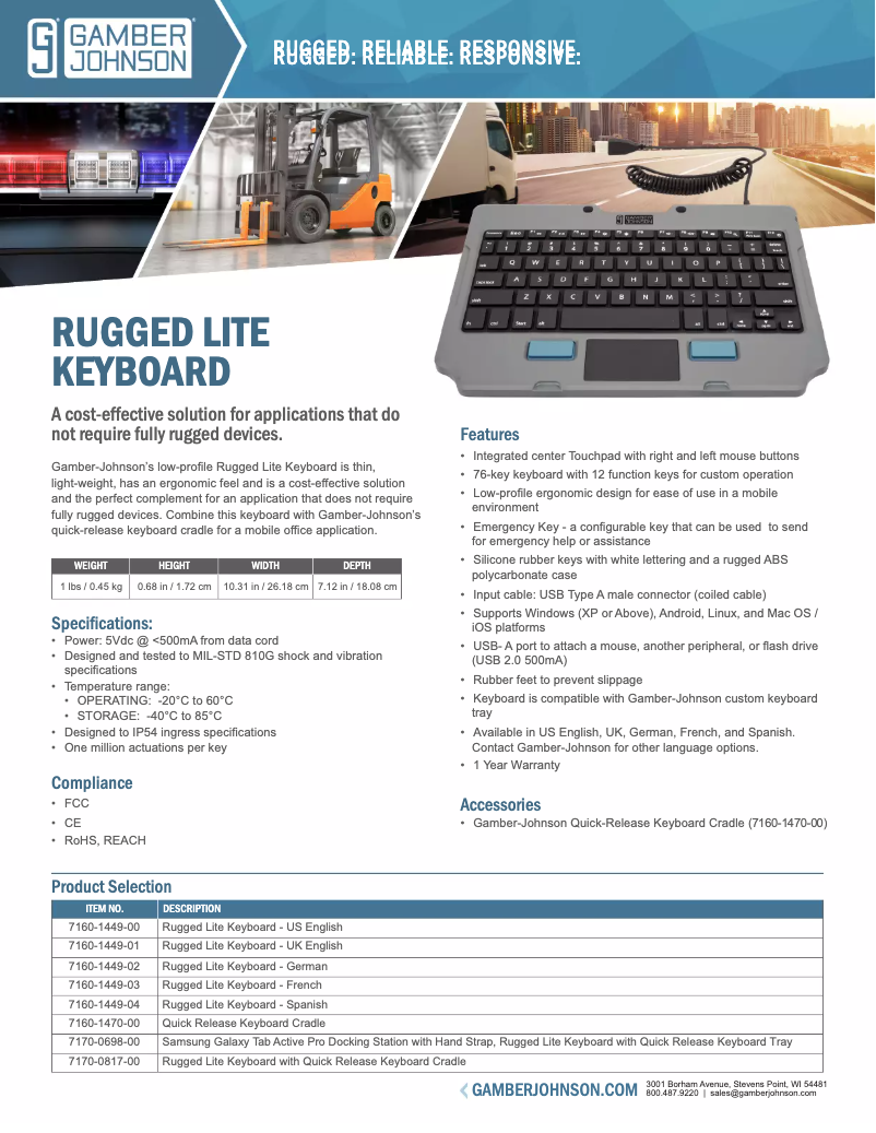 Image de la première page du manuel de l'appareil 7160-1449-01