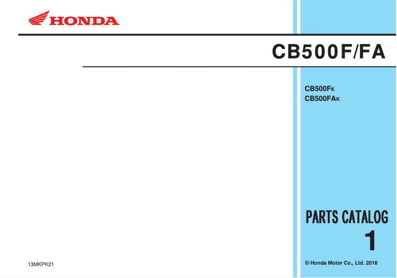 Page 1 de la notice Catalogue Honda CB500FA (2018)
