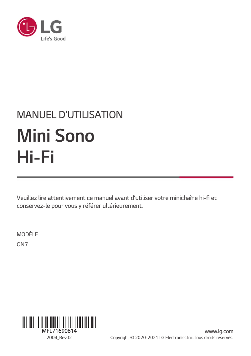 Page 1 de la notice Manuel utilisateur LG XBOOM On7