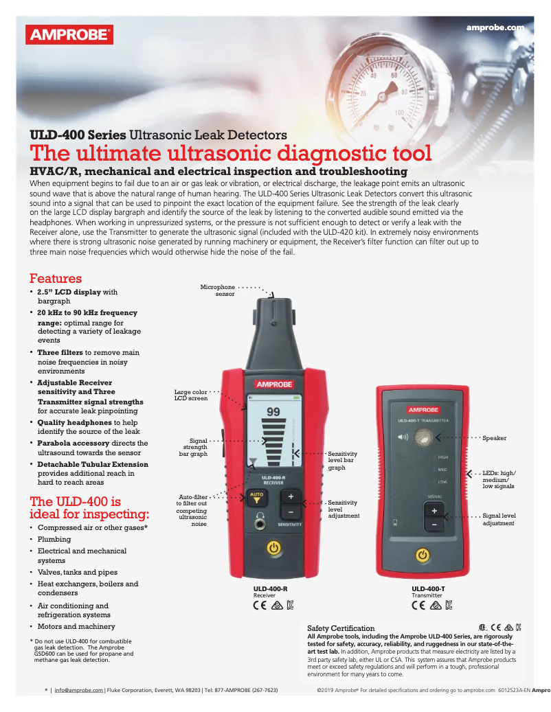 Página 1 del manual Ficha técnica Amprobe ULD-410