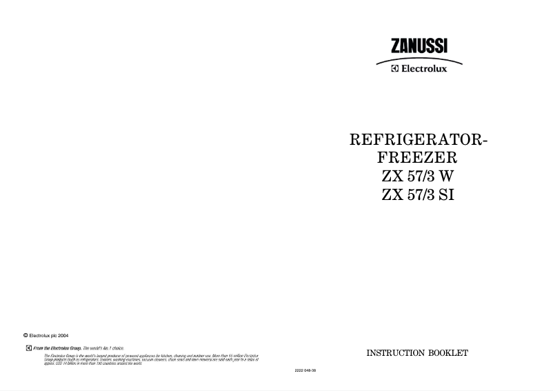 Page n°1 - Manuel utilisateur Zanussi-Electrolux ZX57/3SI