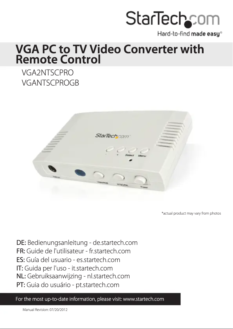 Page n°1 - Manuel utilisateur StarTech.com VGANTSCPRO