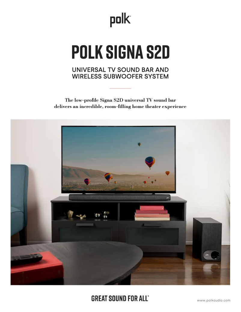 Page 1 de la notice Fiche technique Polk Signa S2