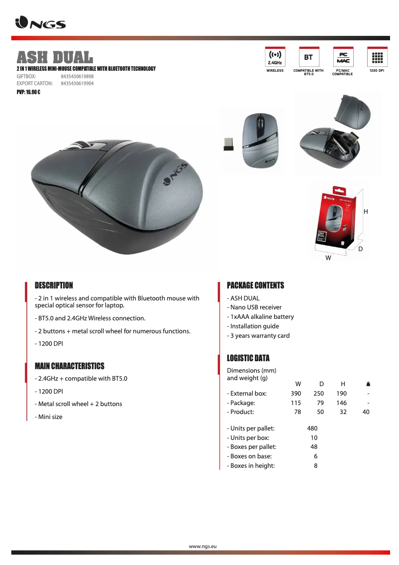 Page 1 de la notice Manuel utilisateur NGS ASH Dual