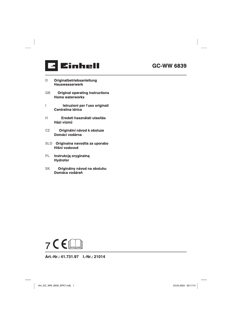 Image de la première page du manuel de l'appareil GC-WW 6839