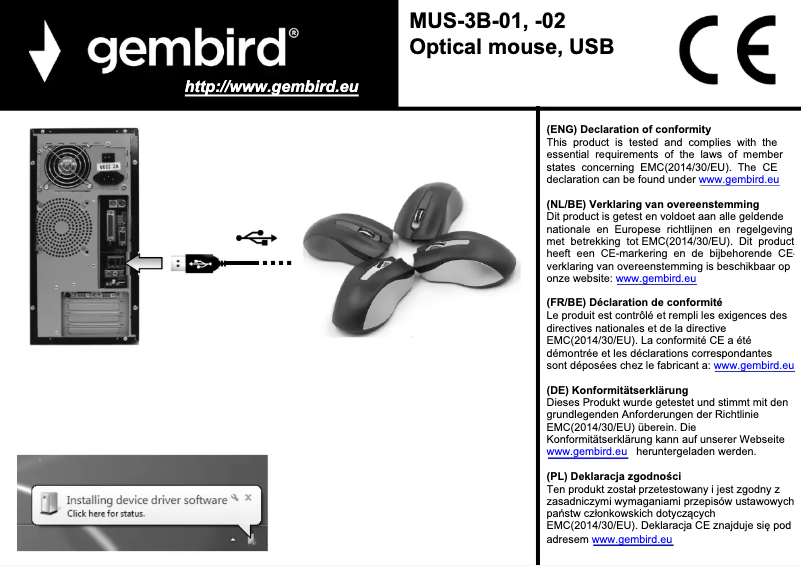 Page n°1 - Manuel utilisateur Gembird MUS-3B-01