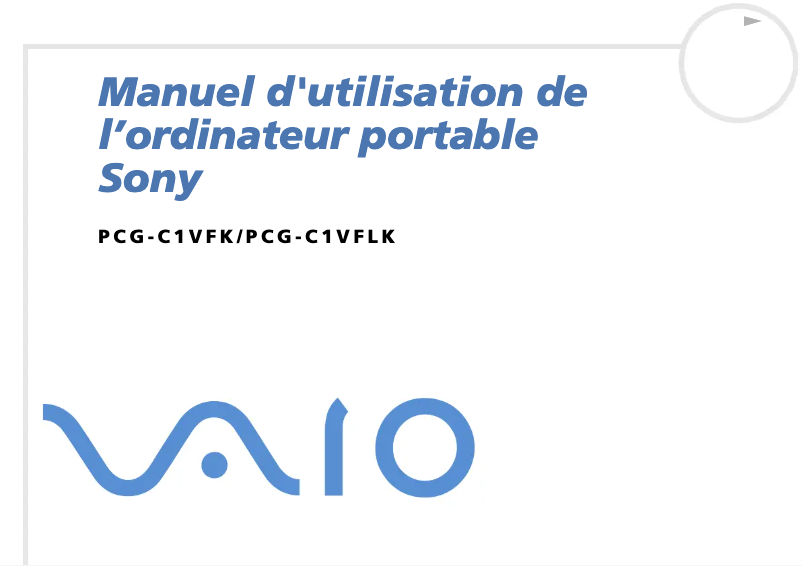 Page n°1 - Manuel utilisateur Sony Vaio PCG-C1VFK