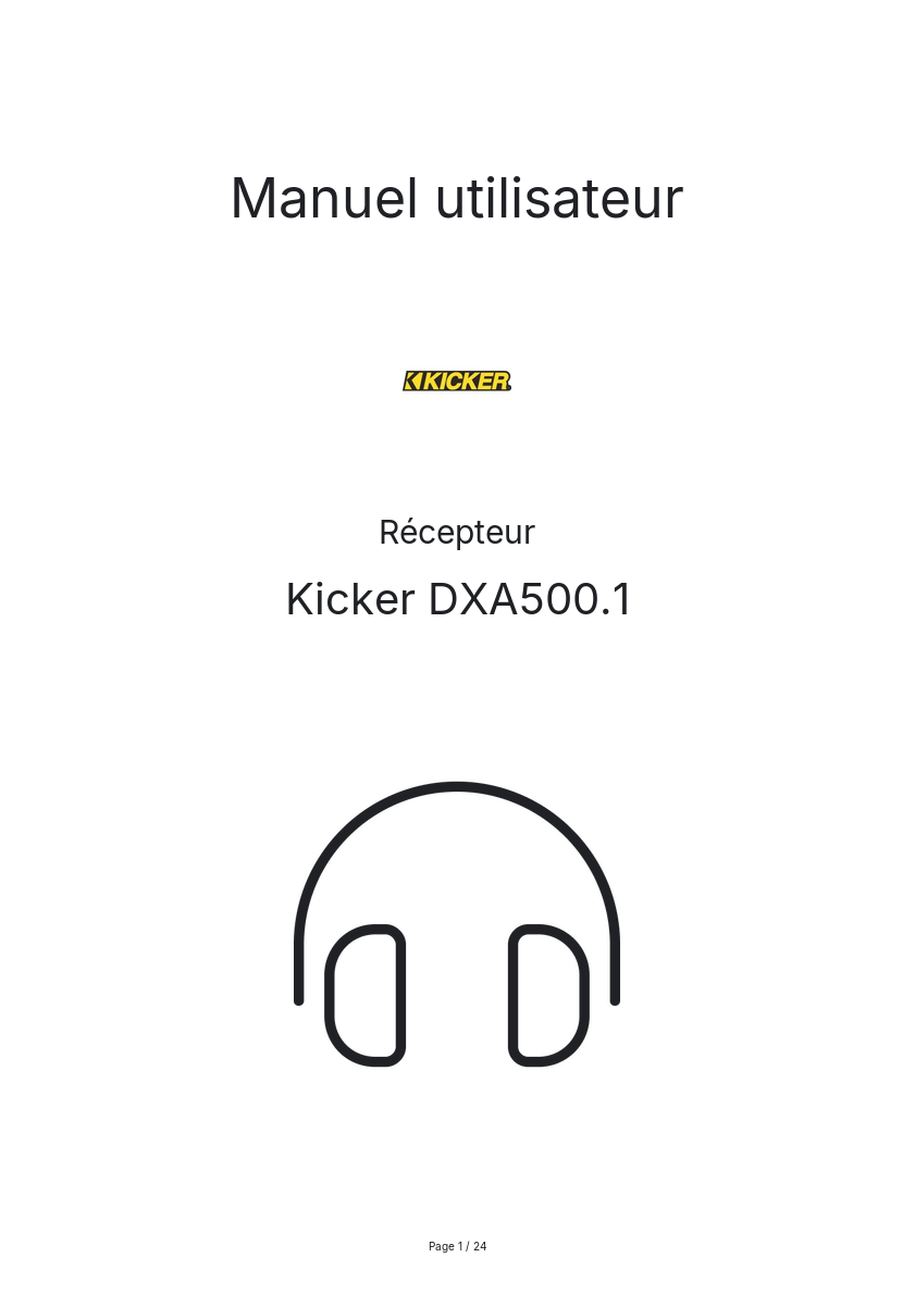 Page n°1 - Manuel utilisateur Kicker DXA500.1