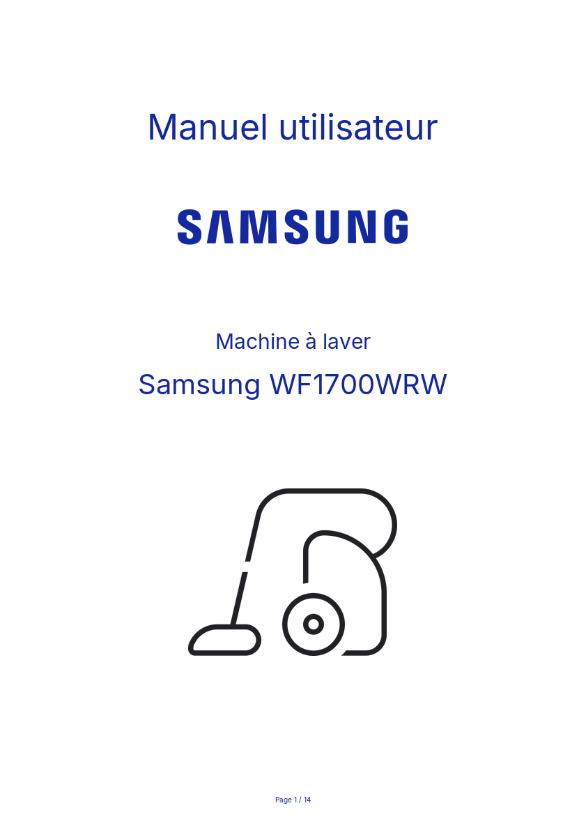 Page n°1 - Manuel utilisateur Samsung WF1700WRW