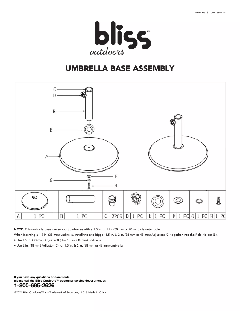Page n°1 - Manuel utilisateur Bliss Outdoors UBS-033