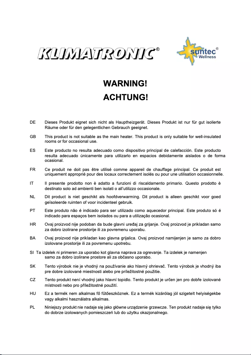 Page 1 de la notice Manuel utilisateur Suntec Heat Safe compact 1200