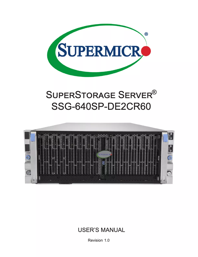 Page 1 de la notice Manuel utilisateur Supermicro SuperServer SSG-640SP-DE2CR60
