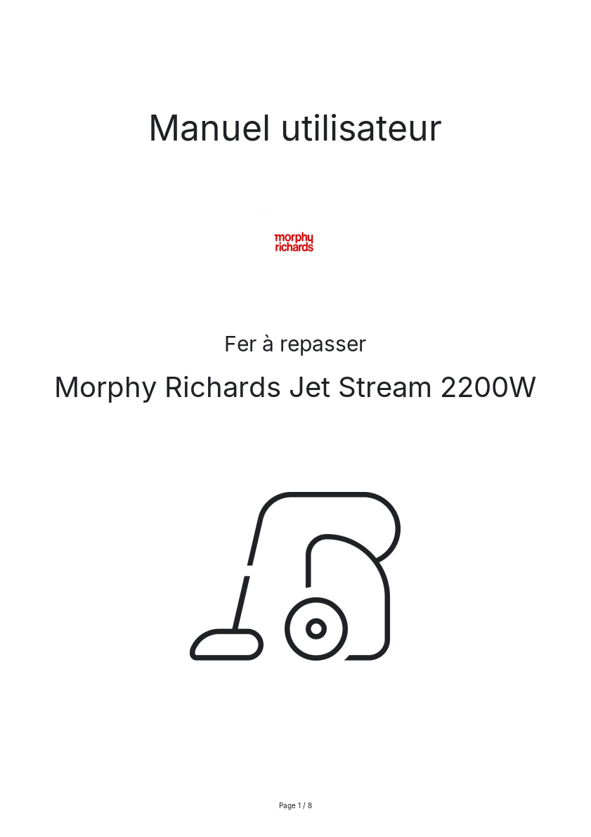 Page n°1 - Manuel utilisateur Morphy Richards Jet Stream 2200W