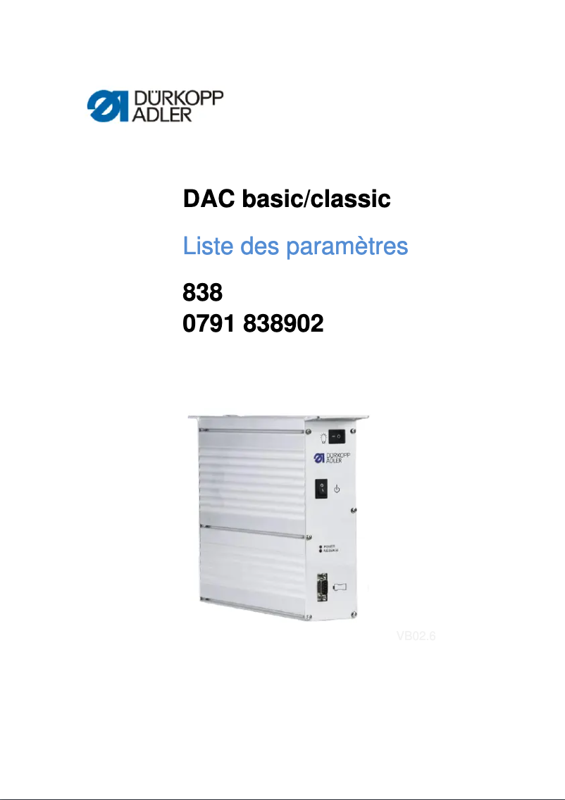 Image de la première page du manuel de l'appareil 838