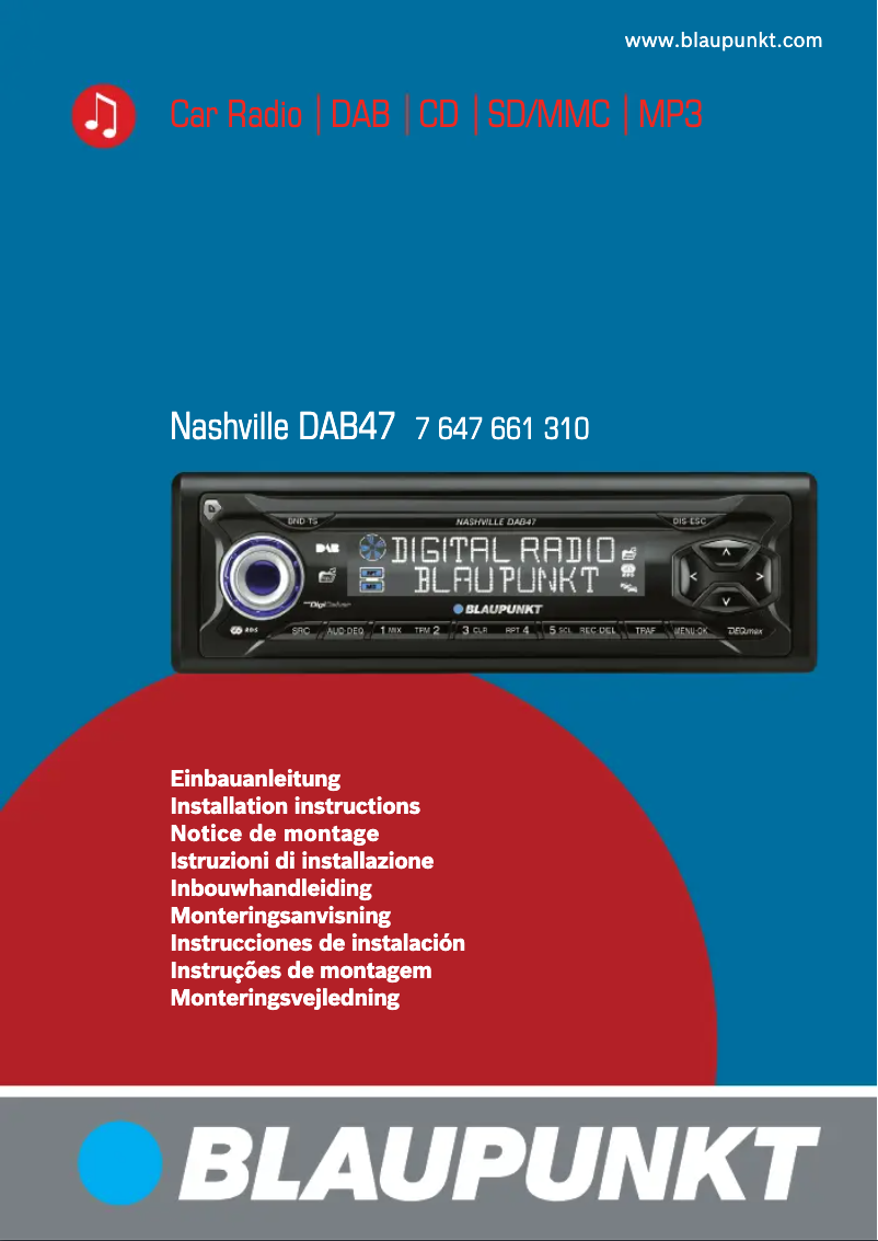 Page 1 de la notice Manuel utilisateur Blaupunkt Nashville DAB47