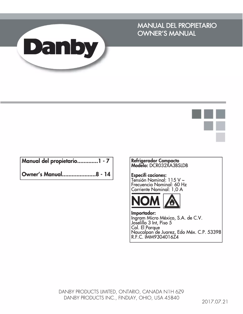 Page 1 de la notice Manuel utilisateur Danby DCR032XA3BSLDB