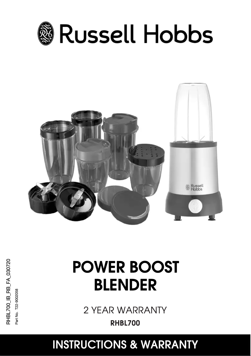 Image de la première page du manuel de l'appareil Power Boost Blender RHBL700