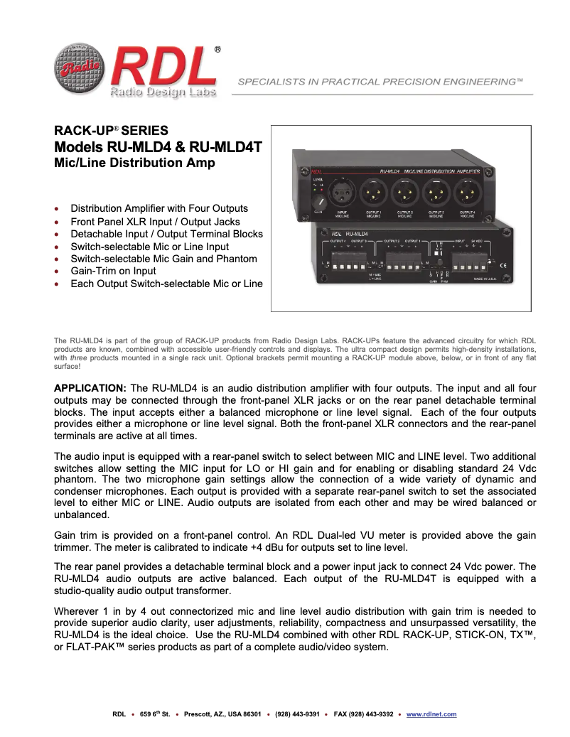 Página 1 del manual Manual de usuario RDL RU-MLD4T
