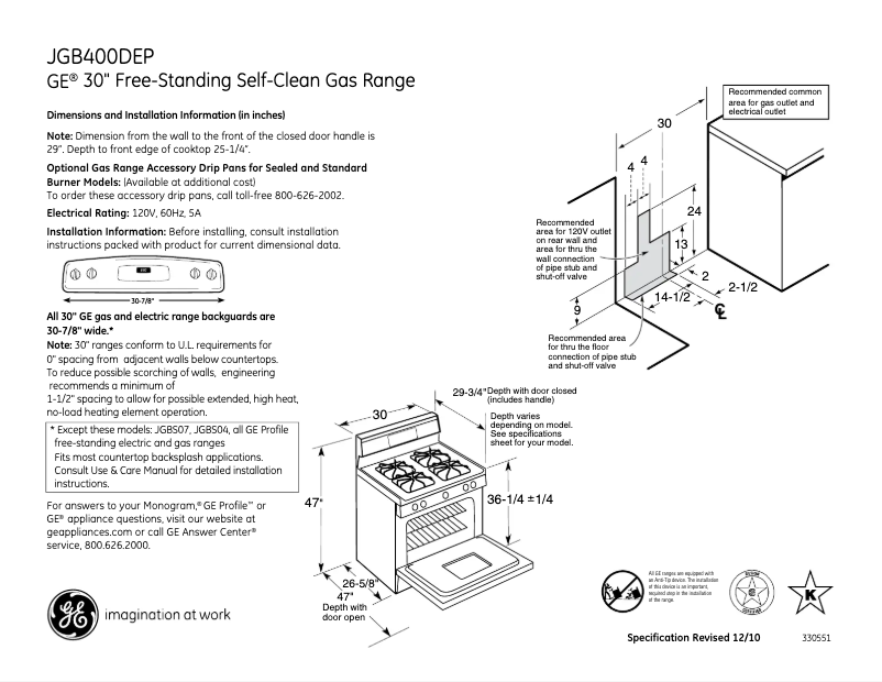 Image de la première page du manuel de l'appareil JGB400DEPBB