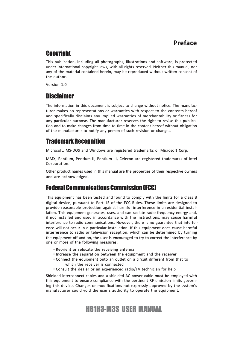 Page 1 de la notice Manuel utilisateur ECS H81H3-M3S/TPM