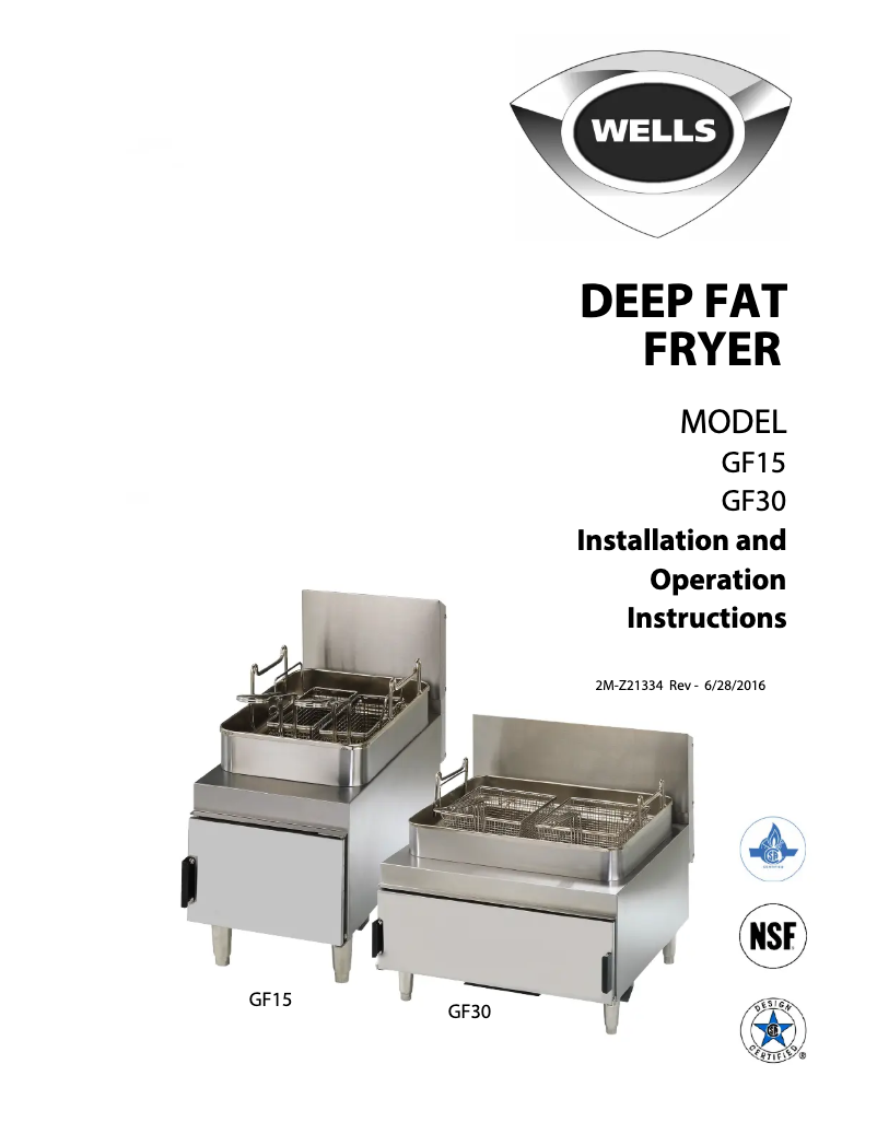 Page 1 de la notice Manuel utilisateur Wells GF15