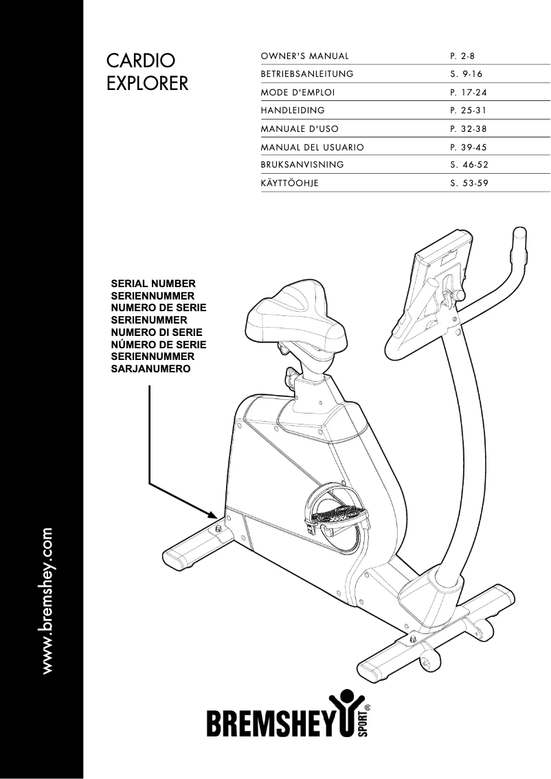 Page 1 de la notice Manuel utilisateur Bremshey Cardio Explorer
