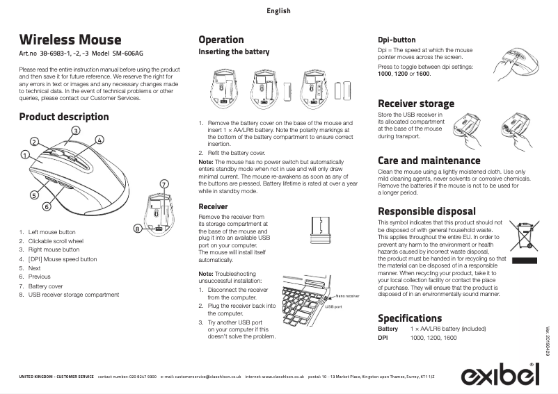 Page n°1 - Manuel utilisateur Exibel SM-606AG