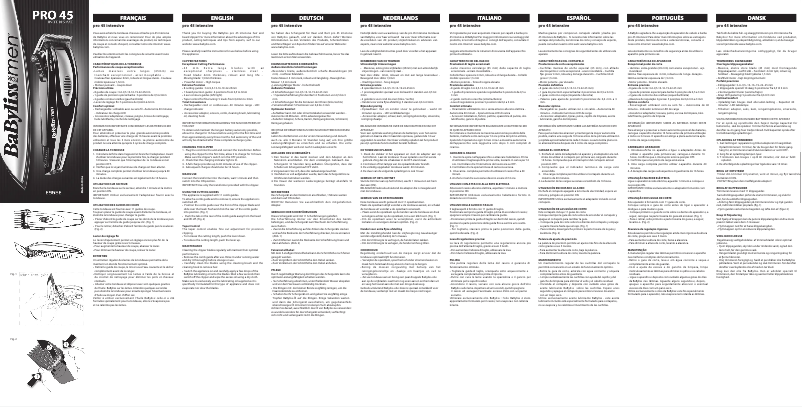 Page 1 de la notice Manuel utilisateur BaByliss E955E Pro 45