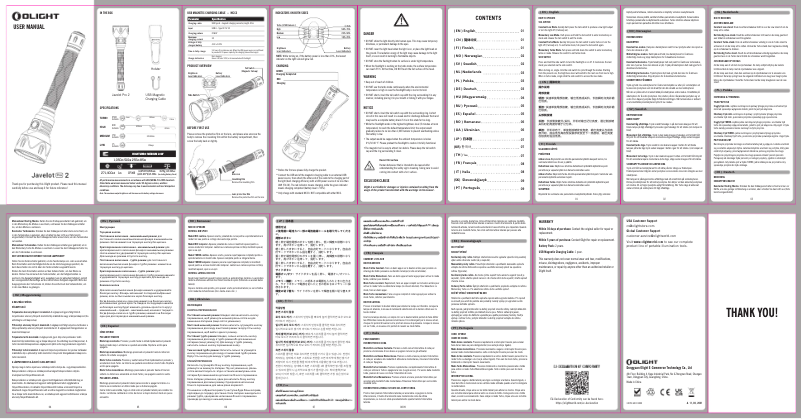 Image de la première page du manuel de l'appareil Javelot Pro 2