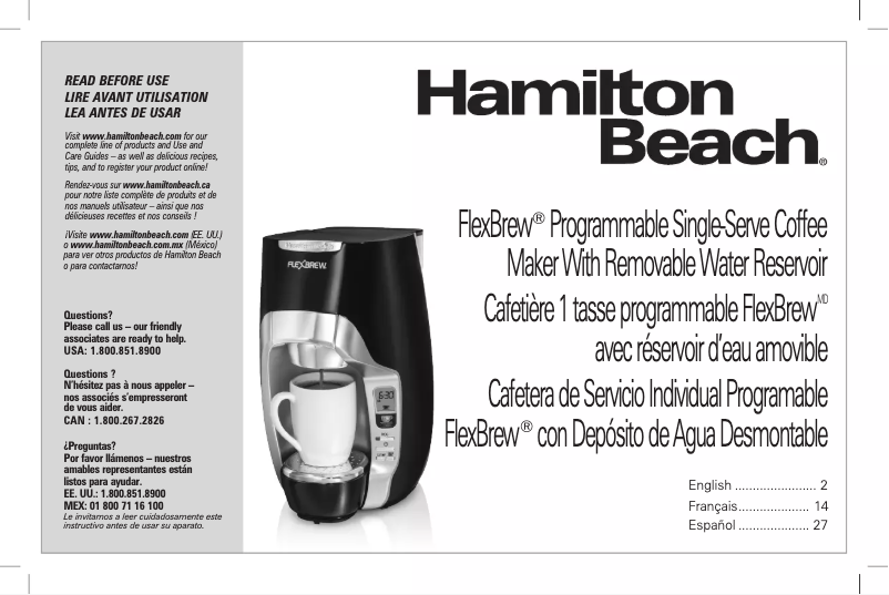 Page n°1 - Manuel utilisateur Hamilton Beach FlexBrew 49994