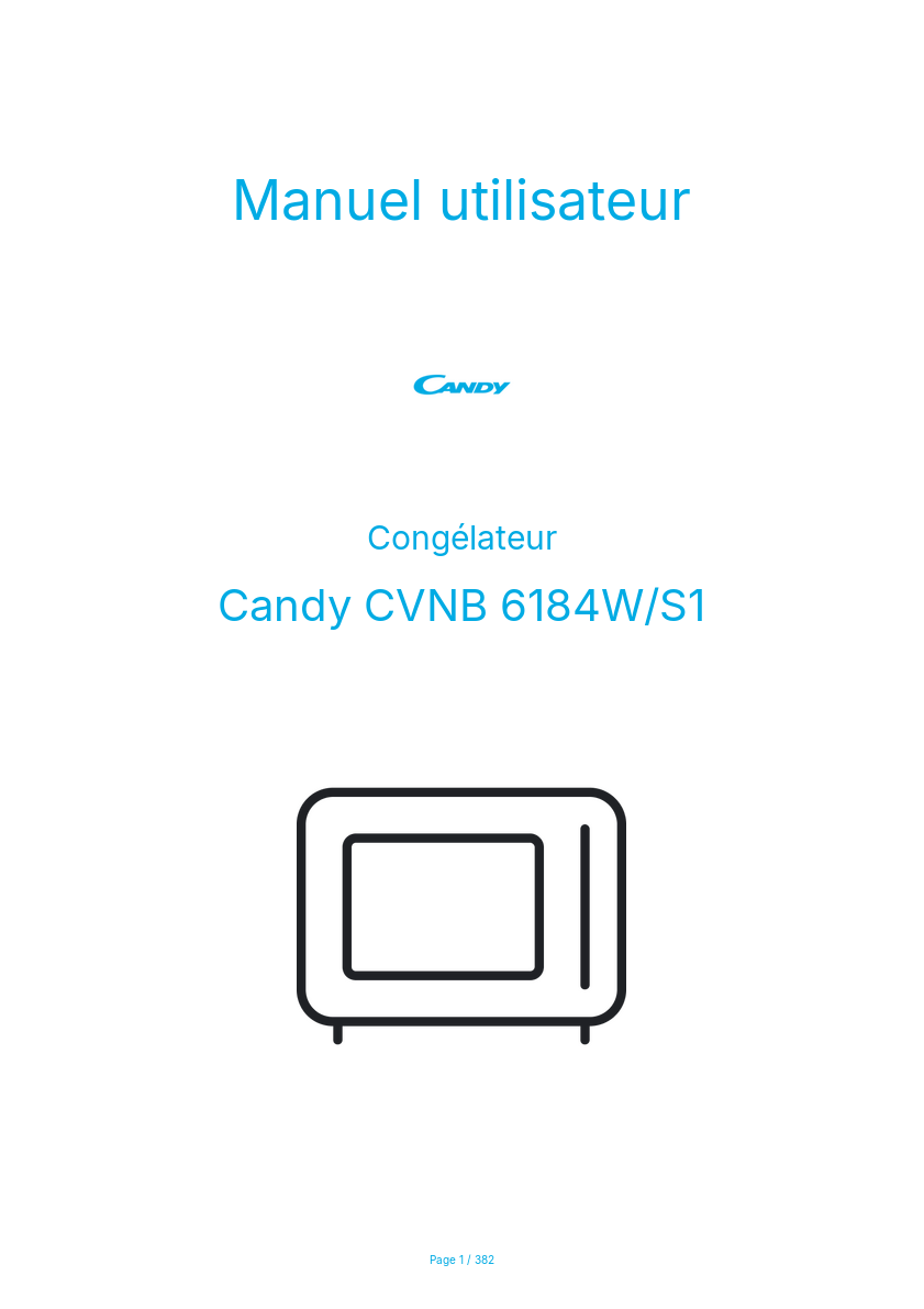 Page n°1 - Manuel utilisateur Candy CVNB 6184W/S1