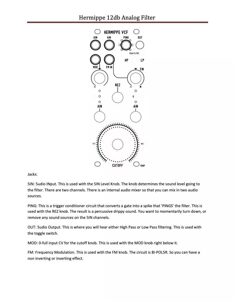 Page n°1 - Manuel utilisateur Blue Lantern Hermippe VCF