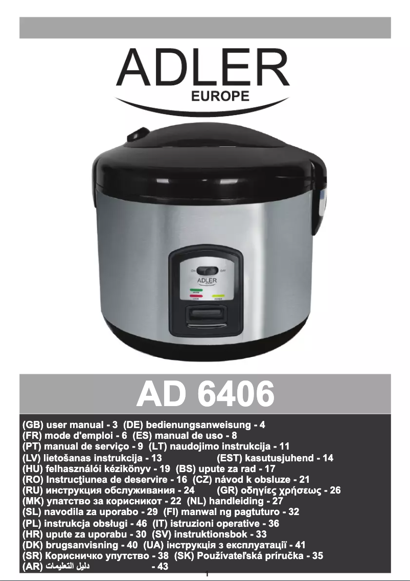 Página 1 del manual Manual de usuario Adler AD 6406