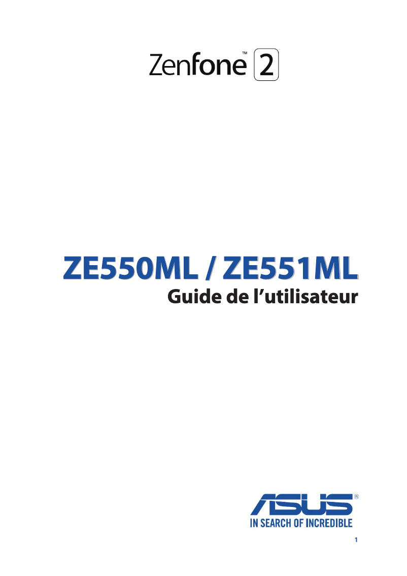 Page 1 de la notice Manuel utilisateur Asus ZenFone ZE550ML