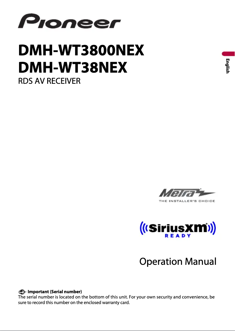 Page n°1 - Manuel utilisateur Pioneer DMH-WT3800NEX
