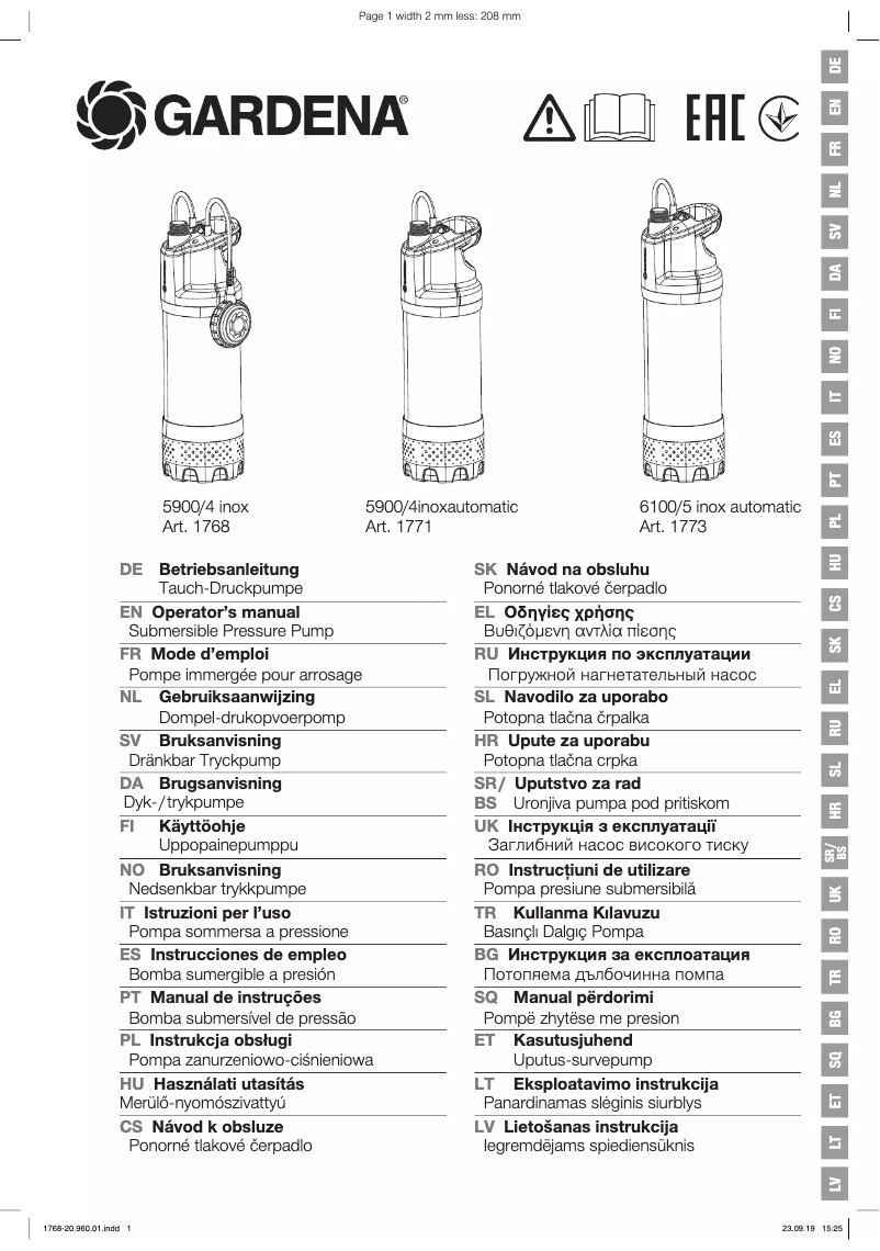 Página 1 del manual Manual de usuario Gardena 5600/4 Inox Auto