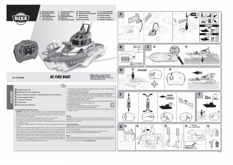 Image de la première page du manuel de l'appareil RC Fire Boat