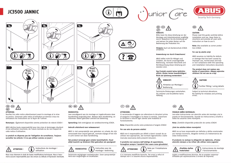 Page n°1 - Guide d'installation Abus JC3500