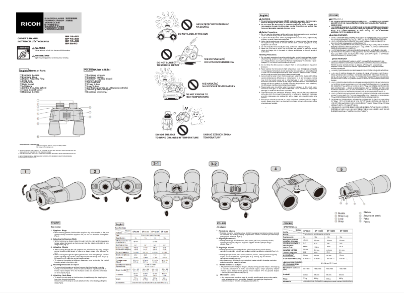 Image de la première page du manuel de l'appareil SP 16 x 50