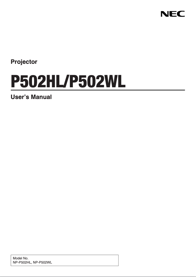 Image de la première page du manuel de l'appareil P502WL