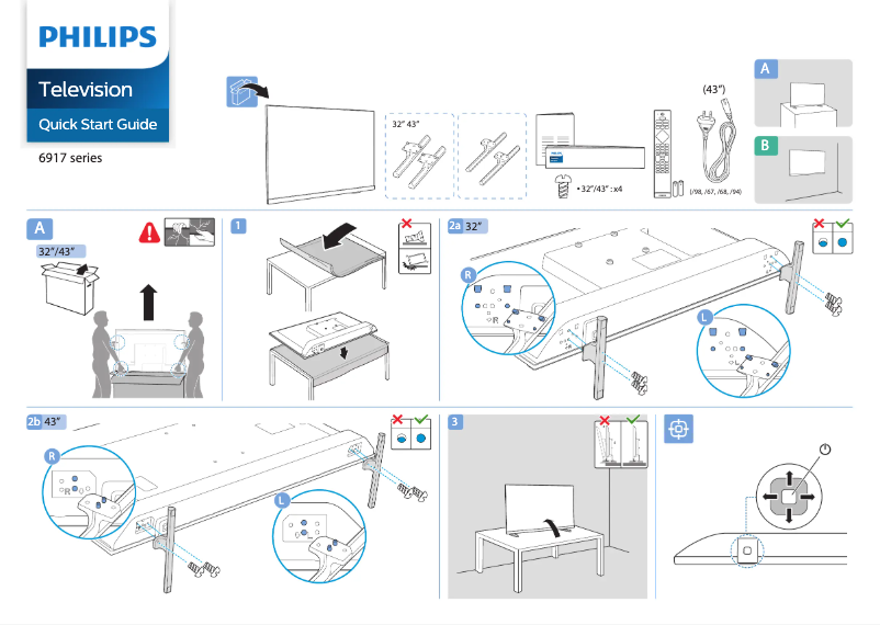 Page n°1 - Guide de démarrage rapide Philips 43PFT6917