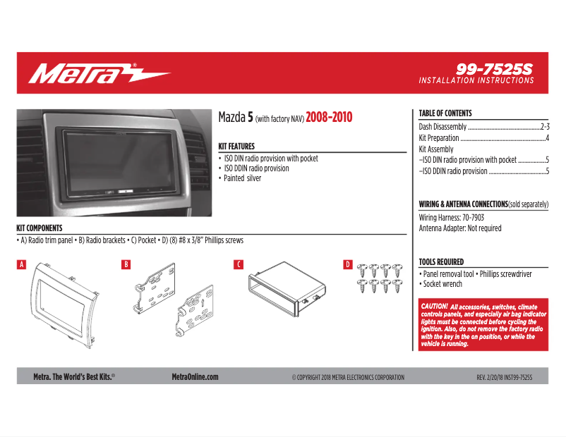 Page n°1 - Manuel utilisateur Metra 99-7525S