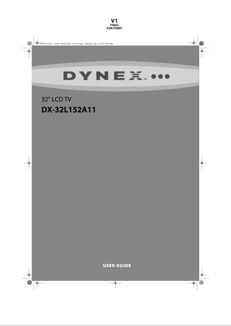 Page 1 de la notice Manuel utilisateur Dynex DX-32L152A11