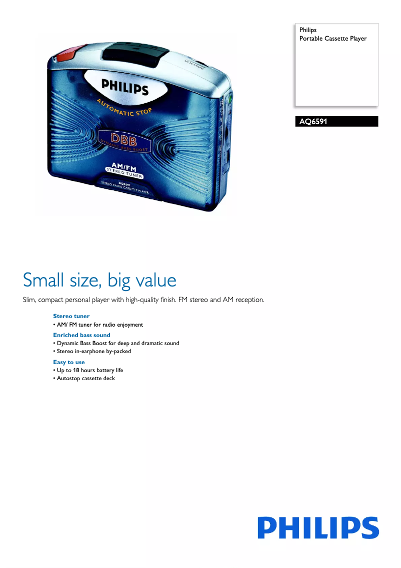 Page 1 of the manual Technical Sheet Philips AQ6591